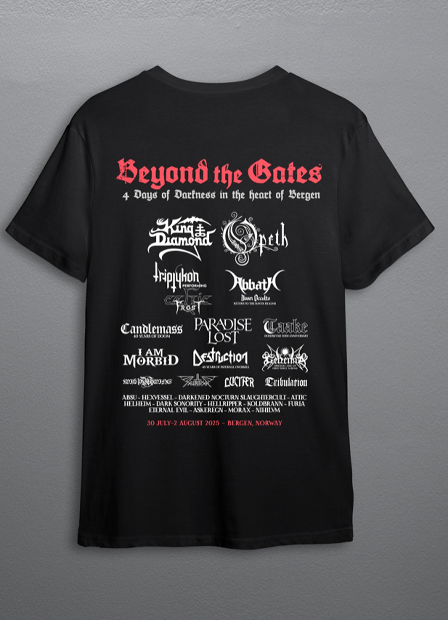 Beyond the Gates 2025 t-shirt backside