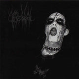 Black and white album cover with a stylized face and text on a dark background