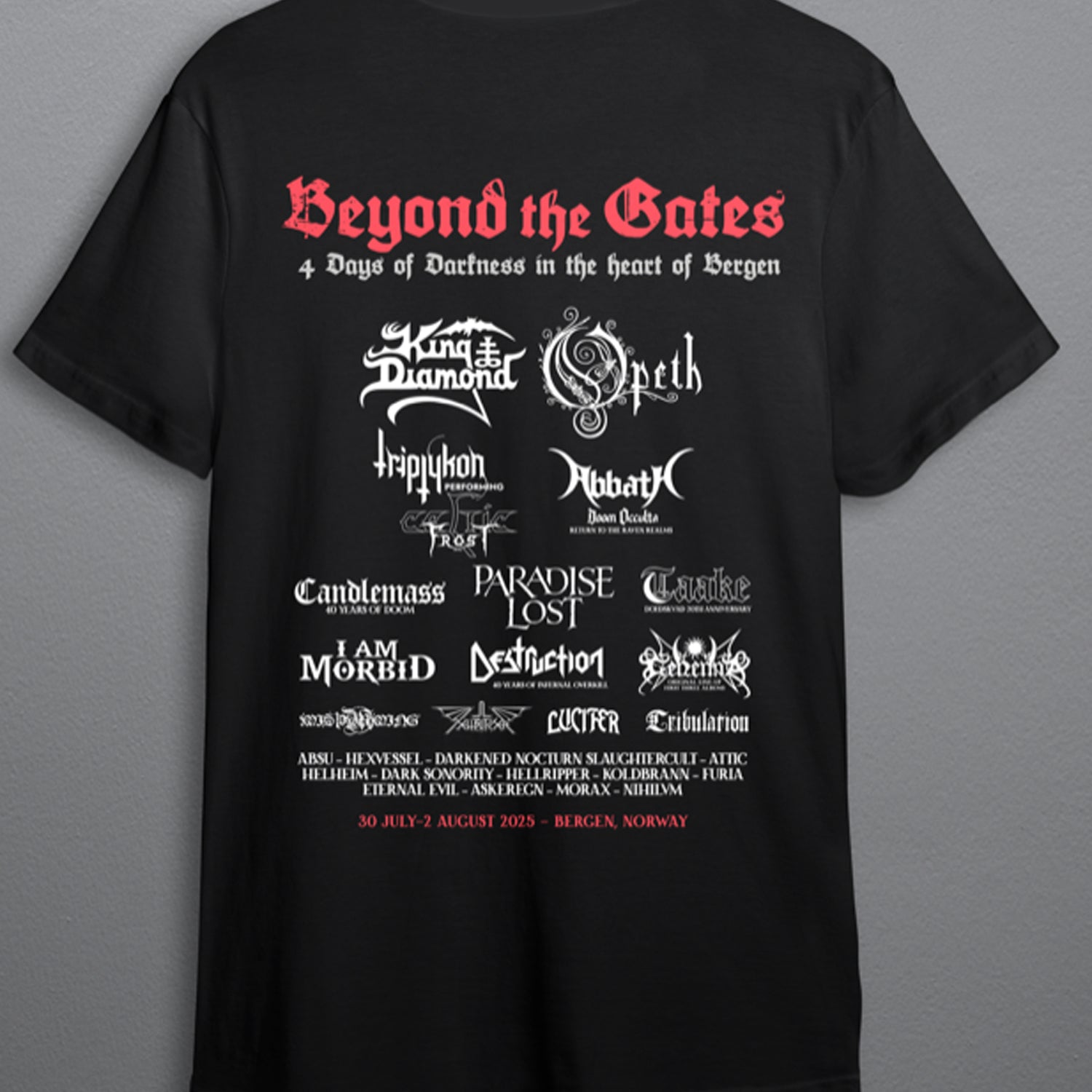 Beyond the Gates 2025 t-shirt backside